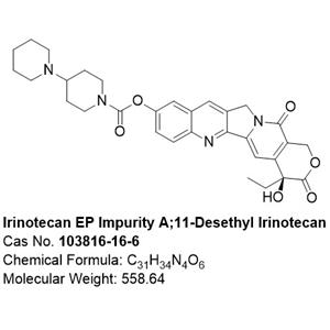 伊立替康EP杂质A；伊立替康11-去乙基杂质；103816-16-6；Irinotecan EP Impurity A;11-Desethyl Irinotecan