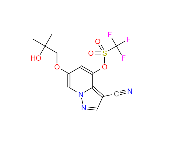 Methanesulfonic acid, 1,1,1-trifluoro-, 3-cyano-6-(2-hydroxy-2-methylpropoxy)pyrazolo[1,5-a]pyridin-4-yl ester,Methanesulfonic acid, 1,1,1-trifluoro-, 3-cyano-6-(2-hydroxy-2-methylpropoxy)pyrazolo[1,5-a]pyridin-4-yl ester