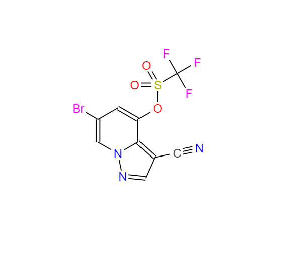 6-溴-3-氰基吡唑并[1,5-A]吡啶-4-基三氟甲磺酸酯,Methanesulfonic acid, 1,1,1-trifluoro-, 6-bromo-3-cyanopyrazolo[1,5-a]pyridin-4-yl ester