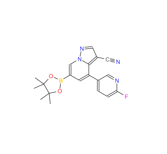 4-(6-氟吡啶-3-基)-6-(4,4,5,5-四甲基-1,3,2-二氧硼杂环戊烷-2-基)吡唑并[1,5-A]吡啶-3-甲腈,4-(6-Fluoropyridin-3-yl)-6-(4,4,5,5-tetramethyl-1,3,2-dioxaborolan-2-yl)pyrazolo[1,5-a]pyridine-3-carbonitrile