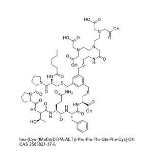 hex-[Cys-(tMeBn(DTPA-AET))-Pro-Pro-Thr-Gln-Phe-Cys]-OH