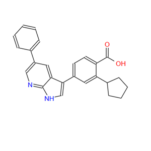 890842-28-1；2-环戊基-4-(5-苯基-1H-吡咯并[2,3-B]吡啶-3-基)苯甲酸；2-Cyclopentyl-4-(5-phenyl-1H-pyrrolo[2,3-b]pyridin-3-yl-benzoicacid
