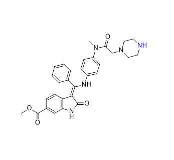 尼达尼布杂质19,methyl (Z)-3-(((4-(N-methyl-2-(piperazin-1-yl)acetamido)phenyl) amino)(phenyl)methylene)-2-oxoindoline-6-carboxylate