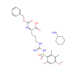 N5-[亚氨基[[(4-甲氧基-2,3,6-三甲基苯基L)磺酰基]氨基]甲基]-N2-[苄氧羰基]-D-鸟氨酸环己基铵盐,Z-D-ARG(MTR)-OH CHA