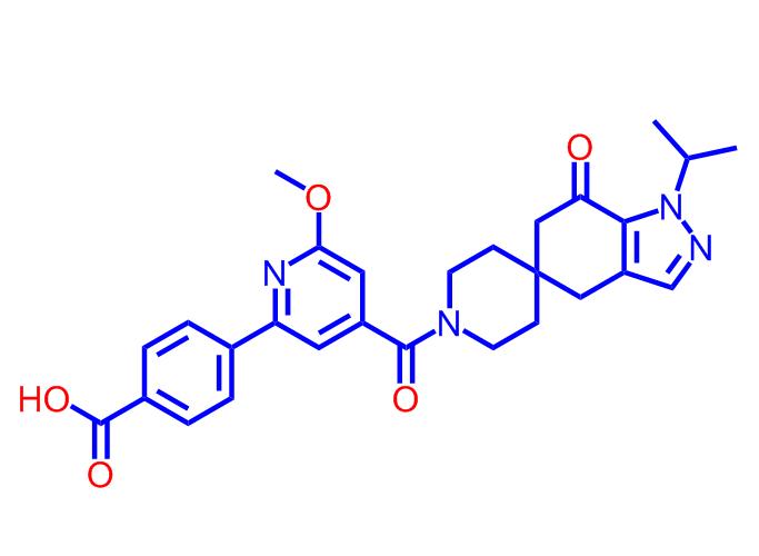 4-(4-(1-isopropyl-7-oxo-1,4,6,7-tetrahydrospiro[indazole-5,4'-piperidine]-1'-carbonyl)-6-methoxypyridin-2-yl)benzoicacid,4-(4-(1-isopropyl-7-oxo-1,4,6,7-tetrahydrospiro[indazole-5,4'-piperidine]-1'-carbonyl)-6-methoxypyridin-2-yl)benzoicacid
