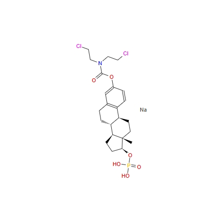 雌莫司汀磷酸鈉,(17-beta)-Estra-1,3,5(10)-triene-3,17-diol 3-(bis(2-chloroethyl)carbamate) 17-(dihydrogenphosphate) disodium salt