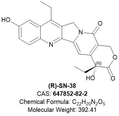 (R)-SN-38,(R)-4,11-diethyl-4,9-dihydroxy-1,12-dihydro-14H-pyrano[3',4':6,7]indolizino[1,2-b]quinoline-3,14(4H)-dione