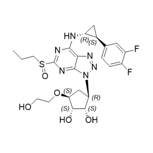 替格瑞洛杂质I,(1S,2S,3R,5S)-3-(7-(((1R,2S)-2-(3,4-difluorophenyl)cyclopropyl)amino)-5-(propylsulfinyl)-3H-[1,2,3]triazolo[4,5-d]pyrimidin-3-yl)-5-(2-hydroxyethoxy)cyclopentane-1,2-diol