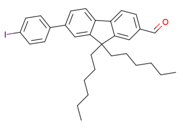 9,9-dihexyl-7-(4-iodophenyl)-9H-fluorene-2-carbaldehyde,9,9-dihexyl-7-(4-iodophenyl)-9H-fluorene-2-carbaldehyde