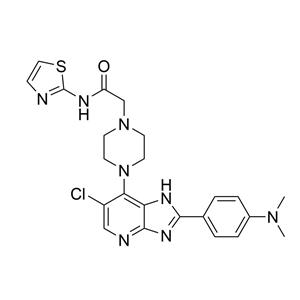 2-[4-[6-氯-2-(4-二甲基氨基苯基)-3H-咪唑并[4,5-B]吡啶-7-基]哌嗪-1-基]-N-(噻唑-2-基)乙酰胺，942947-93-5, ≥97%