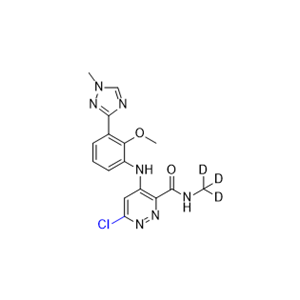 氘可来昔替尼杂质03,6-chloro-4-((2-methoxy-3-(1-methyl-1H-1,2,4-triazol-3-yl)phenyl) amino)-N-(methyl-d3)pyridazine-3-carboxamide