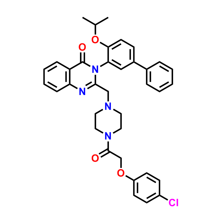 2-((4-(2-(4-氯苯氧基)乙酰基)哌嗪-1-基)甲基)-3-(4-异丙氧基-[1,1'-联苯]-3-基)喹唑啉-4(3H)-酮,2-((4-(2-(4-Chlorophenoxy)acetyl)piperazin-1-yl)methyl)-3-(4-isopropoxy-[1,1'-biphenyl]-3-yl)quinazolin-4(3H)-one