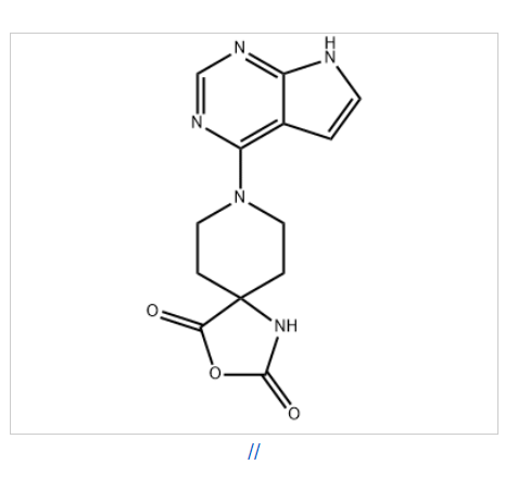 3-Oxa-1,8-diazaspiro[4.5]decane-2,4-dione, 8-(7H-pyrrolo[2,3-d]pyrimidin-4-yl)-,3-Oxa-1,8-diazaspiro[4.5]decane-2,4-dione, 8-(7H-pyrrolo[2,3-d]pyrimidin-4-yl)-