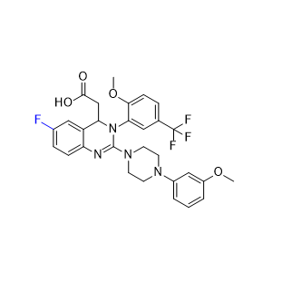 來特莫韋雜質(zhì)09,2-(6-fluoro-3-(2-methoxy-5-(trifluoromethyl)phenyl)-2-(4-(3-methoxyphenyl)piperazin-1-yl)-3,4-dihydroquinazolin-4-yl)acetic acid