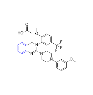 来特莫韦杂质15,2-(3-(2-methoxy-5-(trifluoromethyl)phenyl)-2-(4-(3-methoxyphenyl)piperazin-1-yl)-3,4-dihydroquinazolin-4-yl)acetic acid