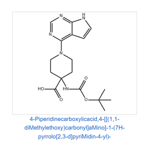 4-((叔丁氧基羰基)氨基)-1-(7H-吡咯并[2,3-D]嘧啶-4-基)哌啶-4-羧酸;4-(BOC-氨基)-1-(7H-吡咯并[2,3-D]嘧啶-4-基)哌啶-4-甲酸,4-Piperidinecarboxylicacid,4-[[(1,1-diMethylethoxy)carbonyl]aMino]-1-(7H-pyrrolo[2,3-d]pyriMidin-4-yl)-