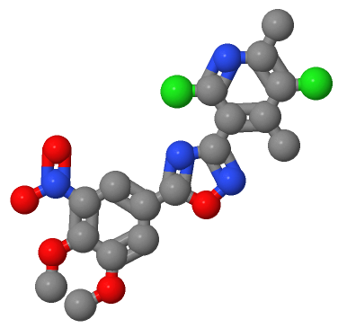 Pyridine, 2,5-dichloro-3-[5-(3,4-dimethoxy-5-nitrophenyl)-1,2,4-oxadiazol-3-yl]-4,6-dimethyl-,Pyridine, 2,5-dichloro-3-[5-(3,4-dimethoxy-5-nitrophenyl)-1,2,4-oxadiazol-3-yl]-4,6-dimethyl-