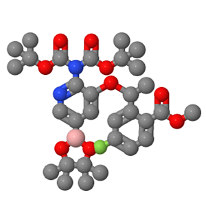 2-[(1R)-1-[2-二(叔丁氧羰基)氨基]-5-(4,4,5,5-四甲基-1,3,2-二氧硼酸-2-基)-3-吡啶基]氧基]乙基]-4-氟苯甲酸甲酯,Benzoic acid, 2-[(1R)-1-[[2-[bis[(1,1-dimethylethoxy)carbonyl]amino]-5-(4,4,5,5-tetramethyl-1,3,2-dioxaborolan-2-yl)-3-pyridinyl]oxy]ethyl]-4-fluoro-, methyl ester