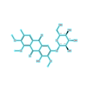 2-甲醚-橙黄决明素-6-O-葡萄糖苷，1622982-62-0，6-O-b-D-Glucopyranosyloxy-8-hydroxy-1,2,7-trimethoxy- 3-methylanthraquinone。