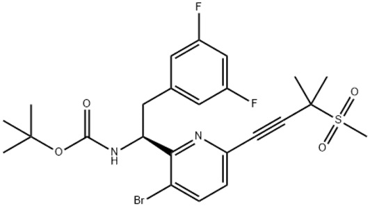 LENACAPAVIR 中間體,Carbamic acid, N-[(1S)-1-[3-bromo-6-[3-methyl-3-(methylsulfonyl)-1-butyn-1-yl]-2-pyridinyl]-2-(3,5-difluorophenyl)ethyl]-, 1,1-dimethylethyl ester