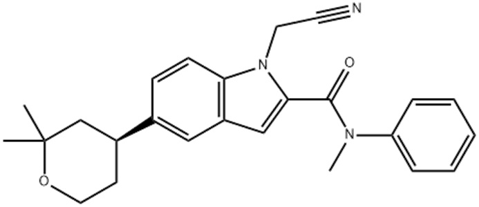 1-氰甲基-N-甲基-N-苯基-5-[(4S)-四氫-2,2-二甲基-吡喃-4-基]-1H-吲哚-2-甲酰胺,1H-Indole-2-carboxamide, 1-(cyanomethyl)-N-methyl-N-phenyl-5-[(4S)-tetrahydro-2,2-dimethyl-2H-pyran-4-yl]-