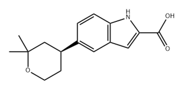 (S)-5-(2,2-二甲基四氫-2H-吡喃-4-基)-1H-吲哚-2-甲酸,1H-Indole-2-carboxylic acid, 5-[(4S)-tetrahydro-2,2-dimethyl-2H-pyran-4-yl]-