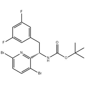 (S)-(1-(1-(3,6-二溴吡啶-2--2-基)-2-(3,5-二氟苯基)乙基)氨基甲酸酯叔丁基,Carbamic acid, N-[(1S)-1-(3,6-dibromo-2-pyridinyl)-2-(3,5-difluorophenyl)ethyl]-, 1,1-dimethylethyl ester