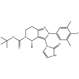 (S)-2-(4-氟-3,5-二甲基苯基)-4-甲基-3-(2-氧代-2,3-二氢-1H-咪唑-1-基)-2,4,6,7-四氢-5H-吡唑并[4,3-C]吡啶-5-羧酸叔丁酯,5H-Pyrazolo[4,3-c]pyridine-5-carboxylic acid, 3-(2,3-dihydro-2-oxo-1H-imidazol-1-yl)-2-(4-fluoro-3,5-dimethylphenyl)-2,4,6,7-tetrahydro-4-methyl-, 1,1-dimethylethyl ester, (4S)-
