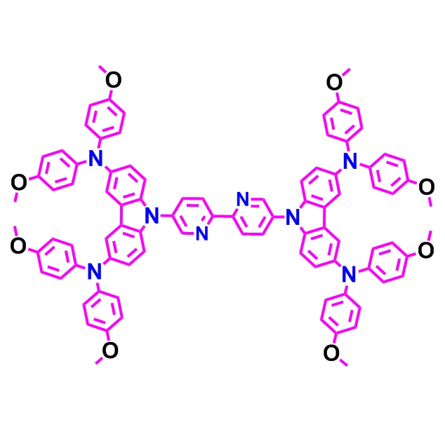 9,9'-（[2,2'-聯(lián)吡啶]-5,5'-二基）雙（N3，N3，N6，N6-四（4-甲氧基苯基）-9H-咔唑-3,6-二胺）,9,9'-([2,2'-bipyridine]-5,5'-diyl)bis(N3,N3,N6,N6-tetrakis(4-methoxyphenyl)-9H-carbazole-3,6-diamine)