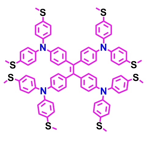 空穴传输材料TPE-S ；4,4'，4'，4'’-（乙烯-1,1,2,2-四基）四（N，N-双（4-（甲硫基）苯基）苯胺）,4,4',4'',4'''-(ethene-1,1,2,2-tetrayl)tetrakis(N,N-bis(4-(methylthio)phenyl)aniline)