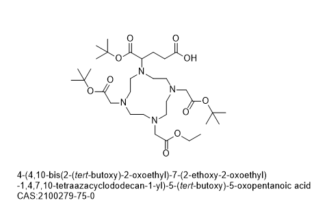 4-(4,10-bis(2-(tert-butoxy)-2-oxoethyl)-7-(2-ethoxy-2-oxoethyl) -1,4,7,10-tetraazacyclododecan-1-yl)-5-(tert-butoxy)-5-oxopentanoic acid,4-(4,10-bis(2-(tert-butoxy)-2-oxoethyl)-7-(2-ethoxy-2-oxoethyl) -1,4,7,10-tetraazacyclododecan-1-yl)-5-(tert-butoxy)-5-oxopentanoic acid