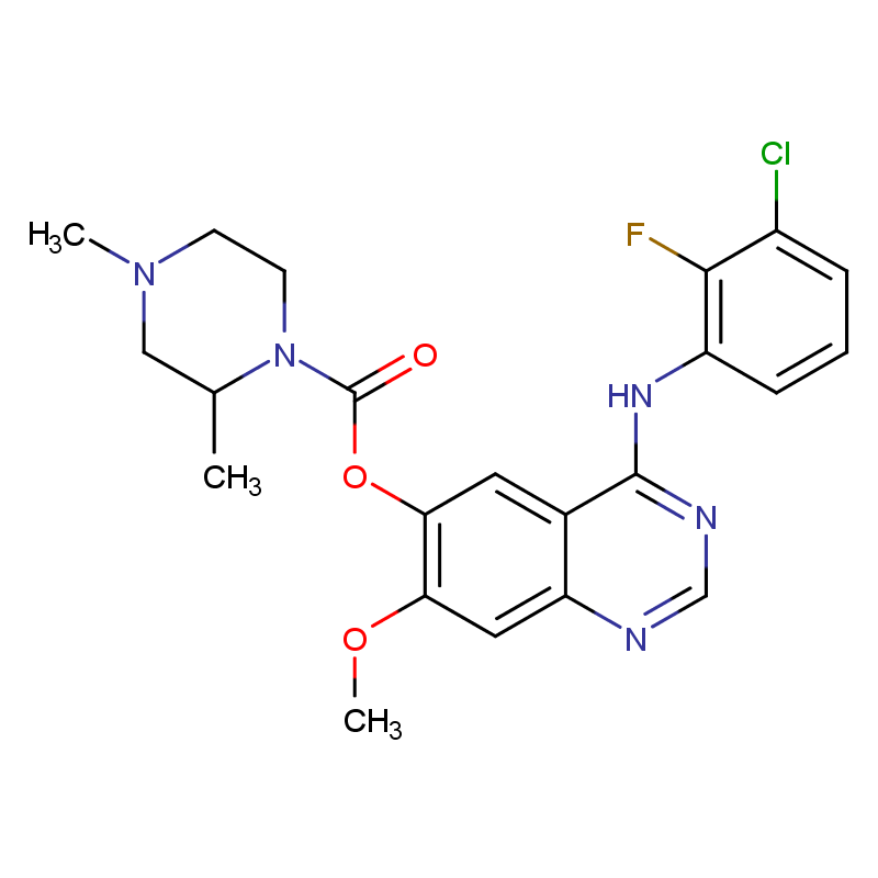 佐利替尼AZD3759,(R)-4-((3-Chloro-2-fluorophenyl)amino)-7-methoxyquinazolin-6-yl 2,4-dimethylpiperazine-1-carboxylate