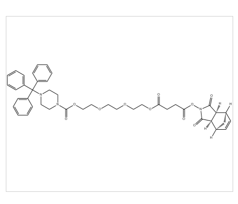 Butanedioic acid, 1-[(3aR,4S,7R,7aS)-1,3,3a,4,7,7a-hexahydro-1,3-dioxo-4,7-methano-2H-isoindol-2-yl] 4-[2-[2-[2-[[[4-(triphenylmethyl)-1-piperazinyl]carbonyl]ox,Butanedioic acid, 1-[(3aR,4S,7R,7aS)-1,3,3a,4,7,7a-hexahydro-1,3-dioxo-4,7-methano-2H-isoindol-2-yl] 4-[2-[2-[2-[[[4-(triphenylmethyl)-1-piperazinyl]carbonyl]oxy]ethoxy]ethoxy]ethyl] ester