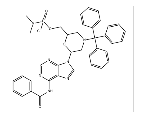 Phosphoramidochloridic acid, N,N-dimethyl-, [6-[6-(benzoylamino)-9H-purin-9-yl]-4-(triphenylmethyl)-2-morpholinyl]methyl ester,Phosphoramidochloridic acid, N,N-dimethyl-, [6-[6-(benzoylamino)-9H-purin-9-yl]-4-(triphenylmethyl)-2-morpholinyl]methyl ester