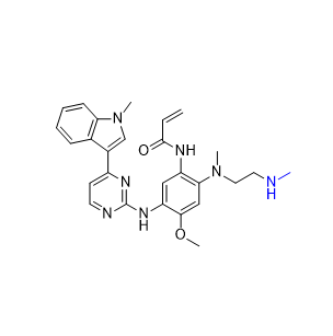 奧西替尼雜質(zhì)12,N-(4-methoxy-2-(methyl(2-(methylamino)ethyl)amino)-5-((4-(1-methyl-1H-indol-3-yl)pyrimidin-2-yl)amino)phenyl)acrylamide