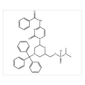 N,N-dimethyl-[6-[4-(benzoylamino)-2-oxo-1(2H)-pyrimidinyl]-4-(triphenylmethyl)-2-morpholinyl]methyl ester phosphoramidochloridic acid,N,N-dimethyl-[6-[4-(benzoylamino)-2-oxo-1(2H)-pyrimidinyl]-4-(triphenylmethyl)-2-morpholinyl]methyl ester phosphoramidochloridic acid