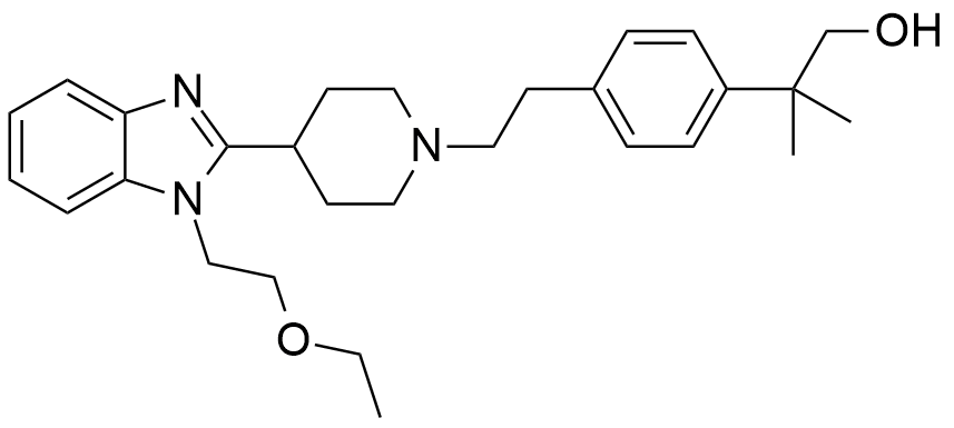 比拉斯汀杂质A；2-[4-（2-{4-[1-（2-乙氧基乙基）-1H-苯并咪唑-2-基]-哌啶-N-氧-1-基}-乙基）-苯基]-2-甲基丙醇,Bilastine Impurity A;2-(4-(2-(4-(1-(2-ethoxyethyl)-1H-benzo[d]imidazol-2-yl)piperidin-1-yl)ethyl)phenyl)-2-methylpropan-1-ol