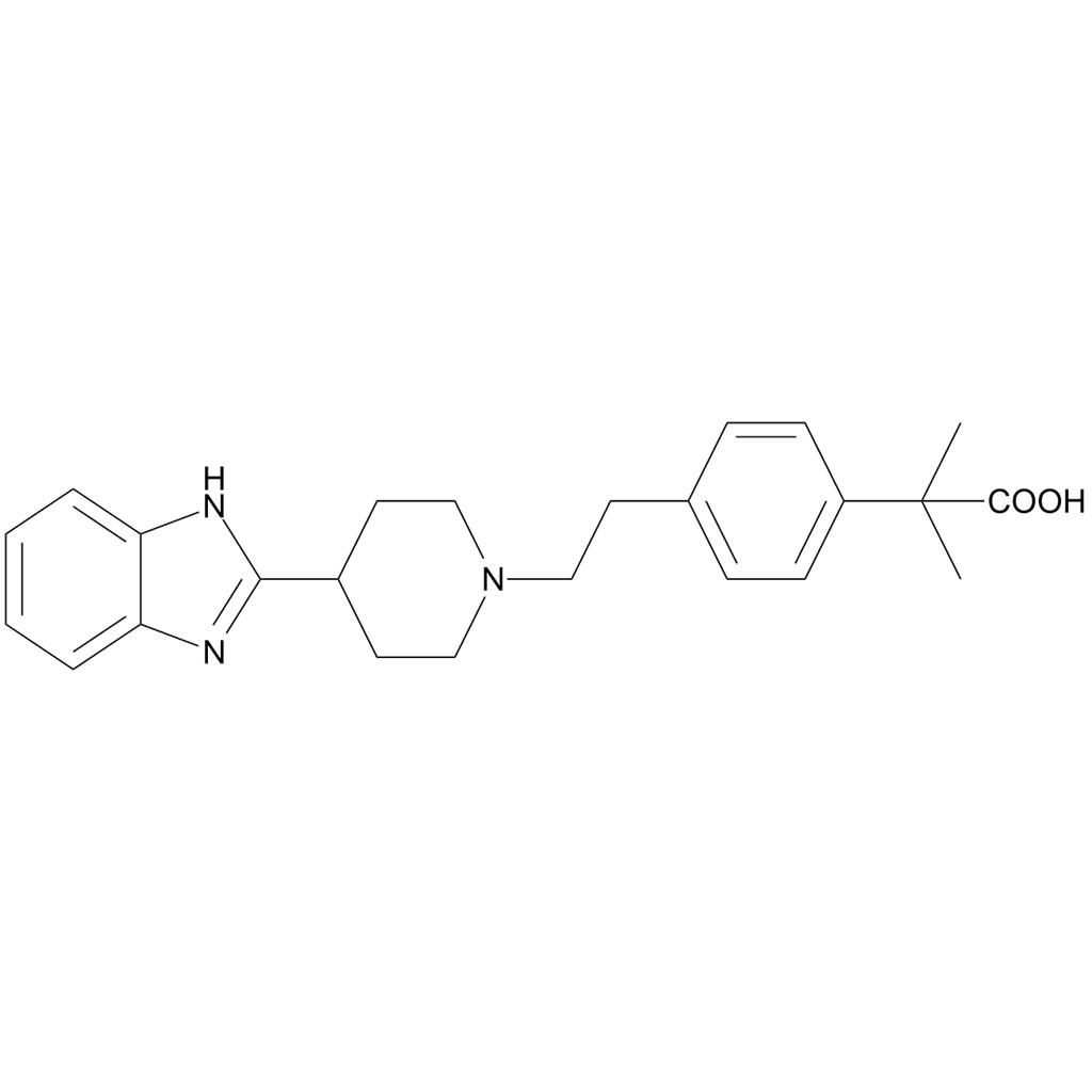 比拉斯汀杂质D；2-[4-（2-{4-[-1H-苯并咪唑-2-基]-哌啶-1-基}-乙基）-苯基]-2-甲基丙酸,Bilastine Impurity D;2-(4-(2-(4-(1H-benzo[d]imidazol-2-yl)piperidin-1-yl)ethyl)phenyl)-2-methylpropanoic acid