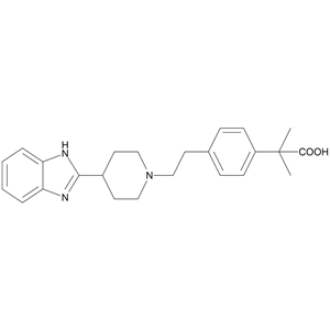 比拉斯汀杂质D；2-[4-（2-{4-[-1H-苯并咪唑-2-基]-哌啶-1-基}-乙基）-苯基]-2-甲基丙酸,Bilastine Impurity D;2-(4-(2-(4-(1H-benzo[d]imidazol-2-yl)piperidin-1-yl)ethyl)phenyl)-2-methylpropanoic acid