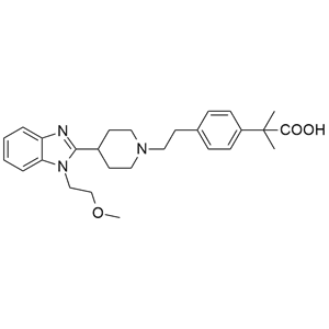 比拉斯汀甲醚杂质F；2-[4-（2-{4-[1-（2-甲氧基乙基）-1H-苯并咪唑-2-基]-哌啶-1-基}-乙基）-苯基]-2-甲基丙酸,Bilastine Impurity F;2-(4-(2-(4-(1-(2-methoxyethyl)-1H-benzo[d]imidazol-2-yl)piperidin-1-yl)ethyl)phenyl)-2-methylpropanoic acid