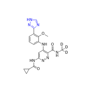 氘可來(lái)昔替尼雜質(zhì)04,6-(cyclopropanecarboxamido)-4-((2-methoxy-3-(1H-1,2,4-triazol-3-yl)phenyl)amino)-N-(methyl-d3)pyridazine-3-carboxamide