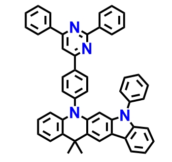 23AcCz-PM；5-（4-（2,6-二苯基嘧啶-4-基）苯基）-13,13-二甲基-7-苯基-7,13-二氫-5H-吲哚并[3,2-b]吖啶,5-(4-(2,6-diphenylpyrimidin-4-yl)phenyl)-13,13-dimethyl-7-phenyl-7,13-dihydro-5H-indolo[3,2-b]acridine