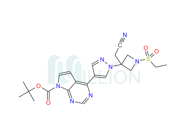 叔-丁基 4-(1-(3-(氰基甲基)-1-(乙基磺酰)吖丁啶-3-基)-1H-吡唑-4-基)-7H-吡咯并[2,3-D]嘧啶-7-羧酸酯,4-[1-[3-(cyanomethyl)-1-(ethylsulfonyl)-3-azetidinyl]-1H-pyrazol-4-yl]-7H-Pyrrolo[2,3-d]pyrimidine-7-carboxylic acid 1,1-dimethylethyl ester