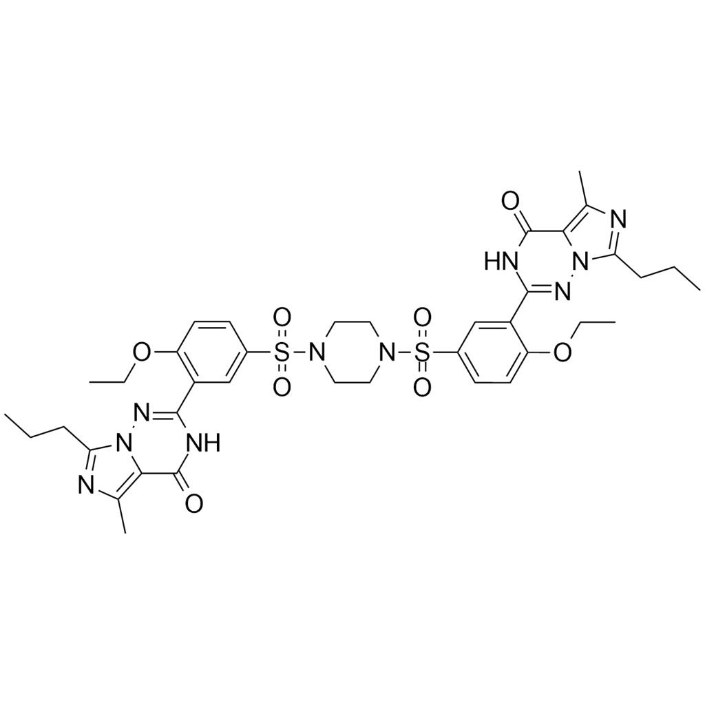 盐酸伐地那非二聚体杂质C,Vardenafil EP Impurity C (Vardenafil Dimer);2,2'-((piperazine-1,4-disulfonyl)bis(6-ethoxy-3,1-phenylene))bis(5-methyl-7-propylimidazo[5,1-f][1,2,4]triazin-4(3H)-one)?