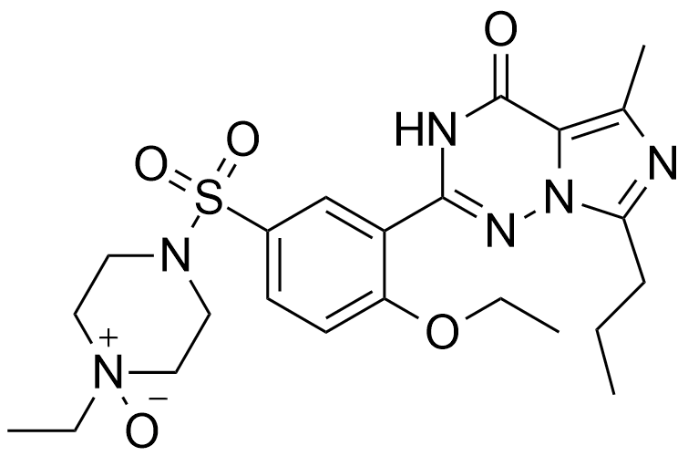 盐酸伐地那非N-氧化杂质D,Vardenafil USP Related Compound D (Vardenafil N-Oxide);4-((4-ethoxy-3-(5-methyl-4-oxo-7-propyl-3,4-dihydroimidazo[5,1-f][1,2,4]triazin-2-yl)phenyl)sulfonyl)-1-ethylpiperazine 1-oxide