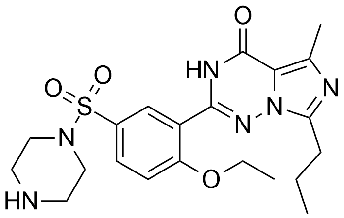 盐酸伐地那非N-脱乙基杂质E,Vardenafil USP Related Compound E (N-Desethyl Vardenafil);2-(2-ethoxy-5-(piperazin-1-ylsulfonyl)phenyl)-5-methyl-7-propylimidazo[5,1-f][1,2,4]triazin-4(3H)-one