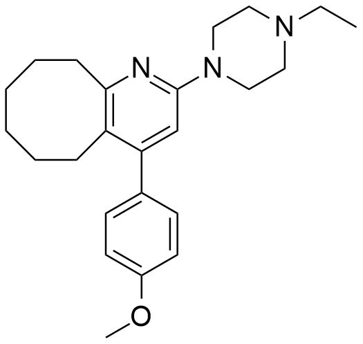 布南色林杂质F；2-(4-乙基-1-哌嗪基)-4-(4-甲氧基苯基)-5，6，7，8，9，10-六氢环辛烷并[b]吡啶,Blonanserin Impurity F;2-(4-ethylpiperazin-1-yl)-4-(4-methoxyphenyl)-5,6,7,8,9,10-hexahydrocycloocta[b]pyridine