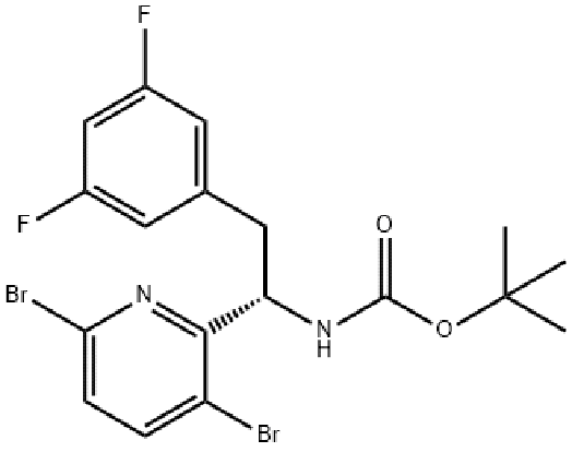 (S)-(1-(1-(3,6-二溴吡啶-2--2-基)-2-(3,5-二氟苯基)乙基)氨基甲酸酯叔丁基,Carbamic acid, N-[(1S)-1-(3,6-dibromo-2-pyridinyl)-2-(3,5-difluorophenyl)ethyl]-, 1,1-dimethylethyl este