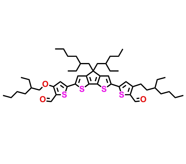 3-（3-乙基庚基）-5-（4-（2-乙基己基）-6-（4-（（2-乙基己基）氧基）-5-甲酰基噻吩-2-基）-4-（2-乙基戊基）-4H-環(huán)戊[2,1-b:3,4-b']二噻吩-2-基]噻吩-2-甲醛,3-(3-ethylheptyl)-5-(4-(2-ethylhexyl)-6-(4-((2-ethylhexyl)oxy)-5-formylthiophen-2-yl)-4-(2-ethylpentyl)-4H-cyclopenta[2,1-b:3,4-b']dithiophen-2-yl)thiophene-2-carbaldehyde