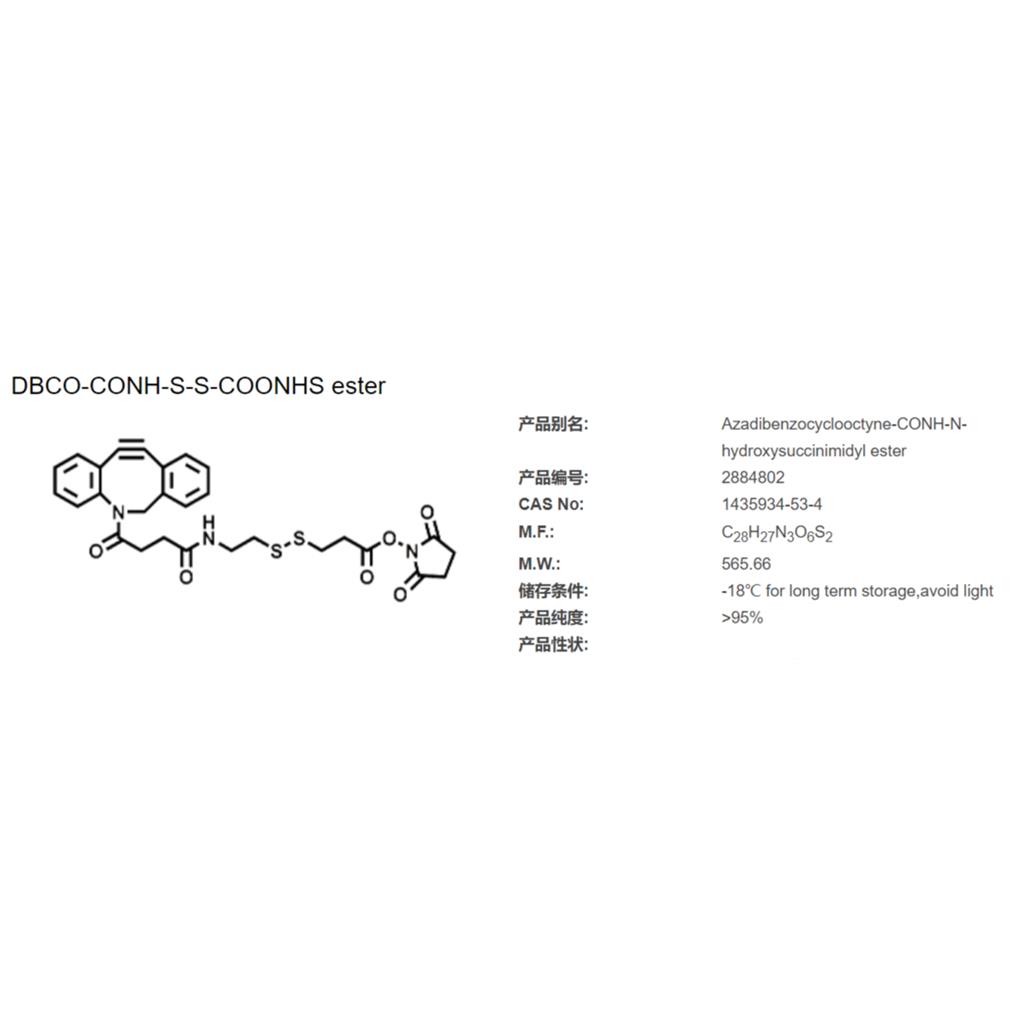 Azadibenzocyclooctyne-CONH-N-hydroxysuccinimidyl ester,DBCO-CONH-S-S-COONHS ester